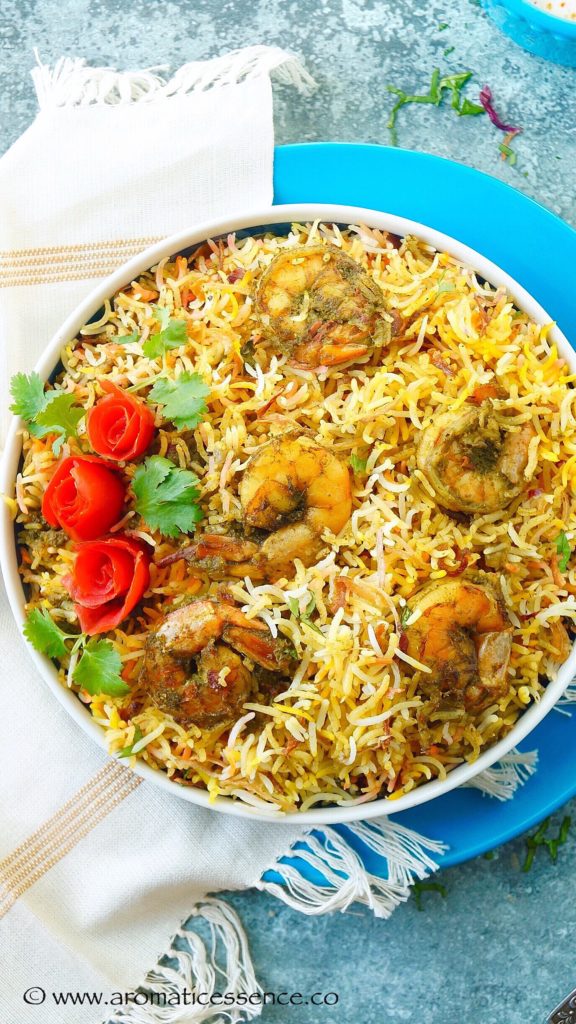 Prawn Biryani Recipe   Hariyali Jhinga Biryani   How To Make Prawn Biryani - 59