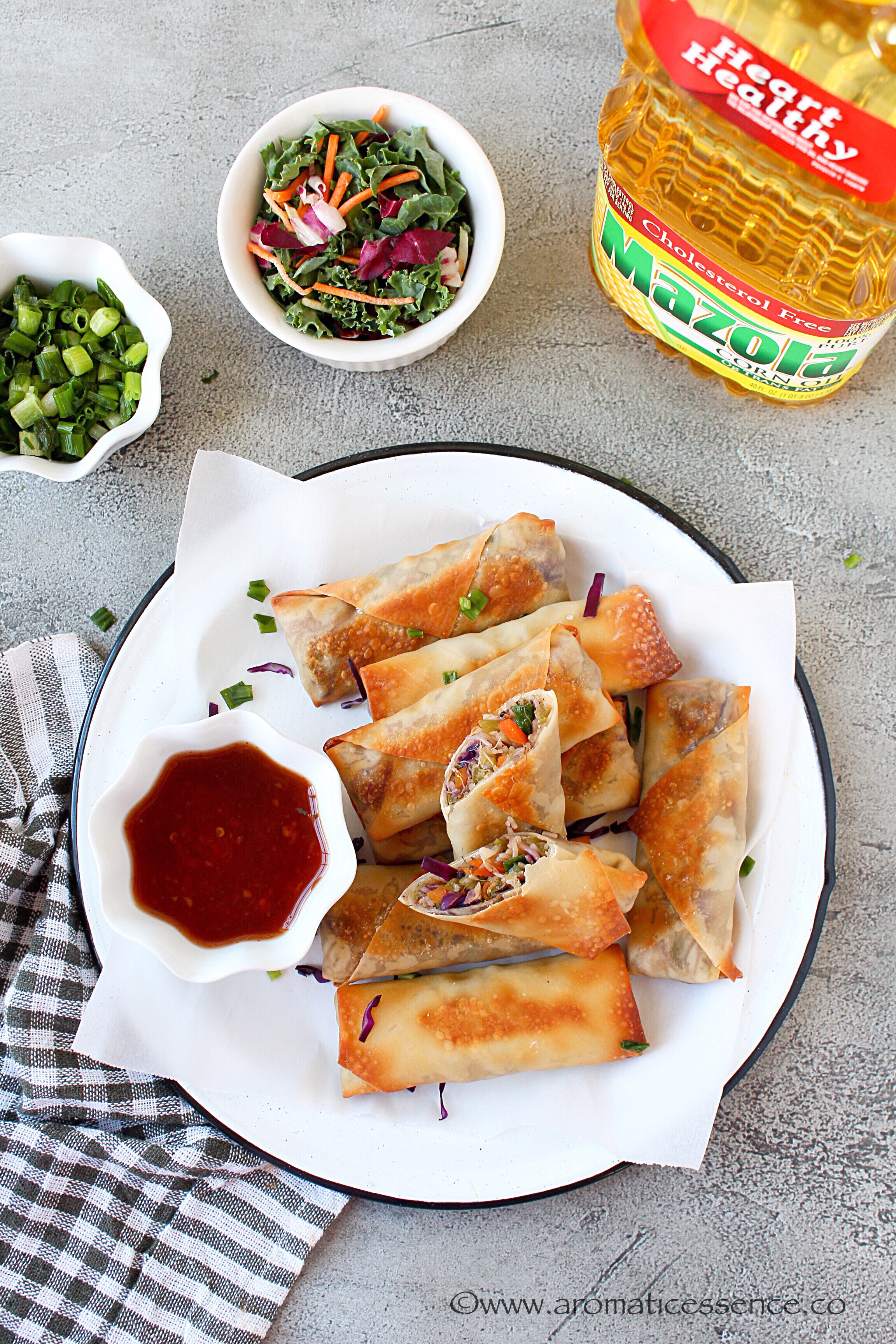 Veggie Spring Rolls Recipe (Baked) | Chinese Vegetable Spring Roll Recipe